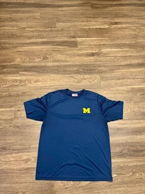 University of Michigan A4 Athletic Tee Blue Moisture Wicking Shirt L